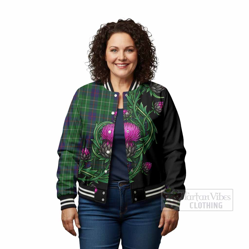 Duncan Tartan Baseball Jacket Resilient Scottish Thistle - Tartan Vibes Clothing