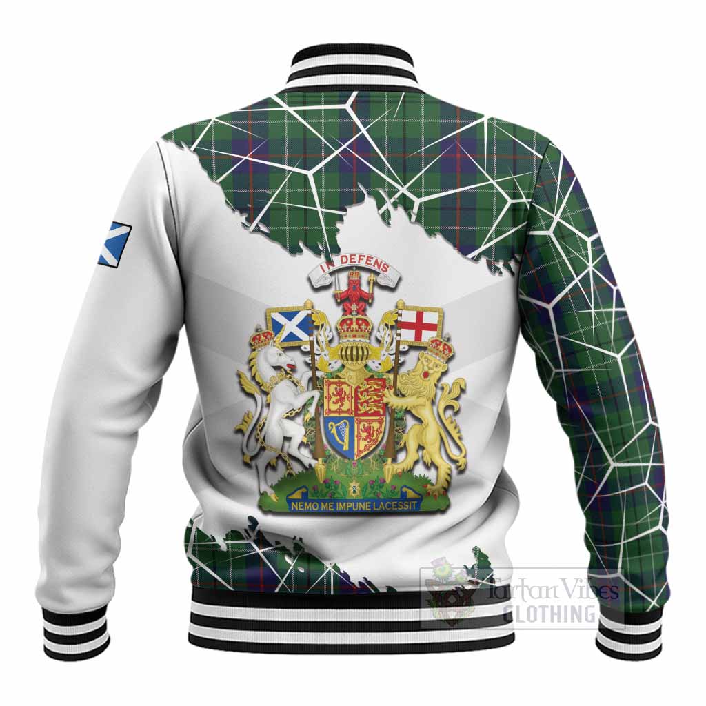 Duncan Tartan Baseball Jacket with Family Crest and Lion Rampant Grunge Style