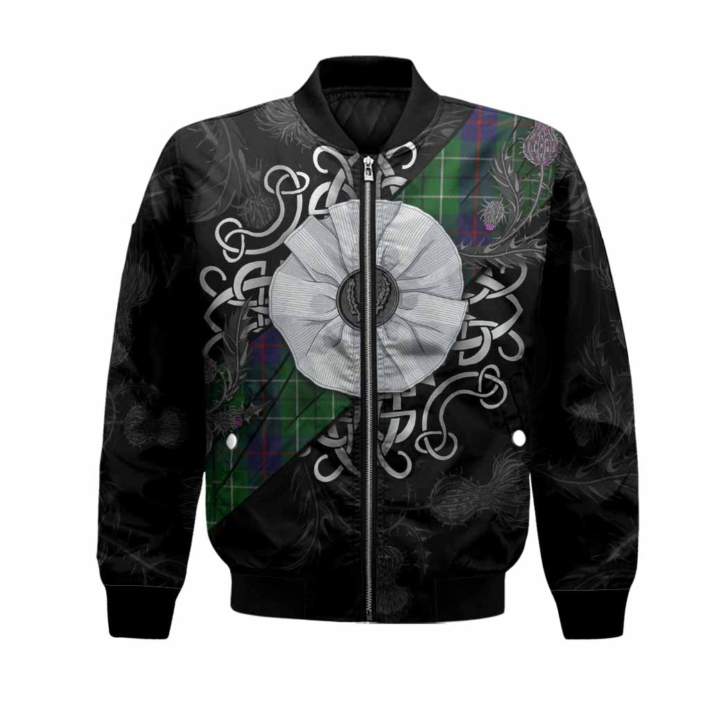 Duncan Tartan Bomber Jacket Jacobite White Rose Unisex Black - Tartan Vibes Clothing