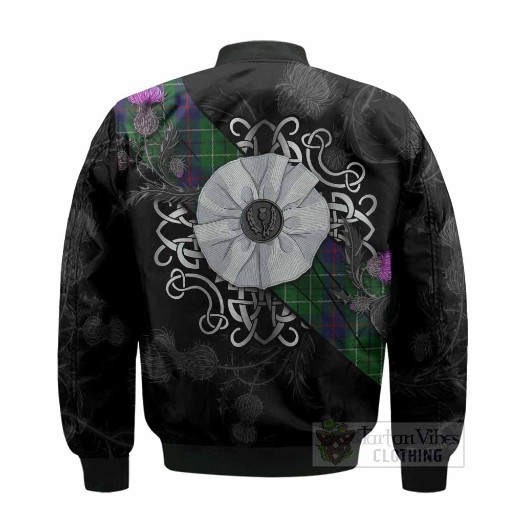Duncan Tartan Bomber Jacket Jacobite White Rose - Tartan Vibes Clothing