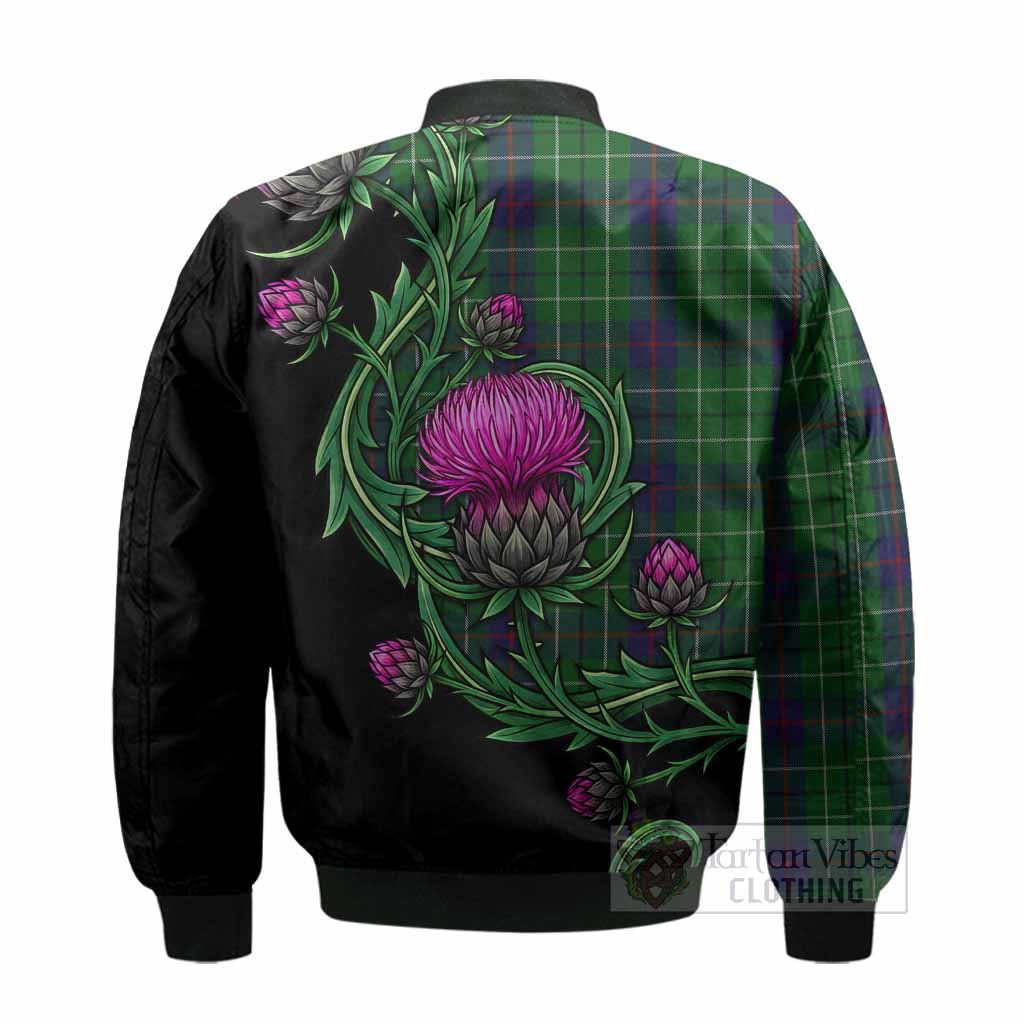 Duncan Tartan Bomber Jacket Resilient Scottish Thistle - Tartan Vibes Clothing