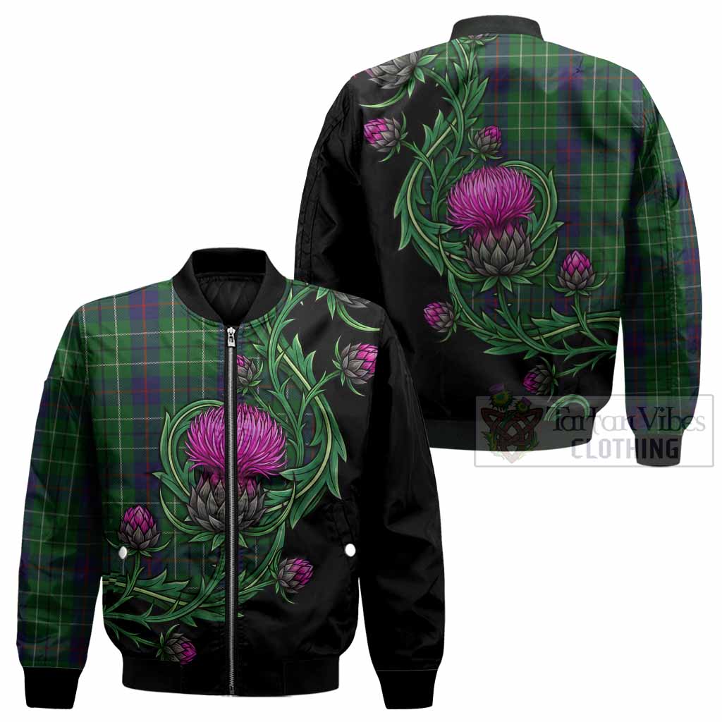 Duncan Tartan Bomber Jacket Resilient Scottish Thistle - Tartan Vibes Clothing