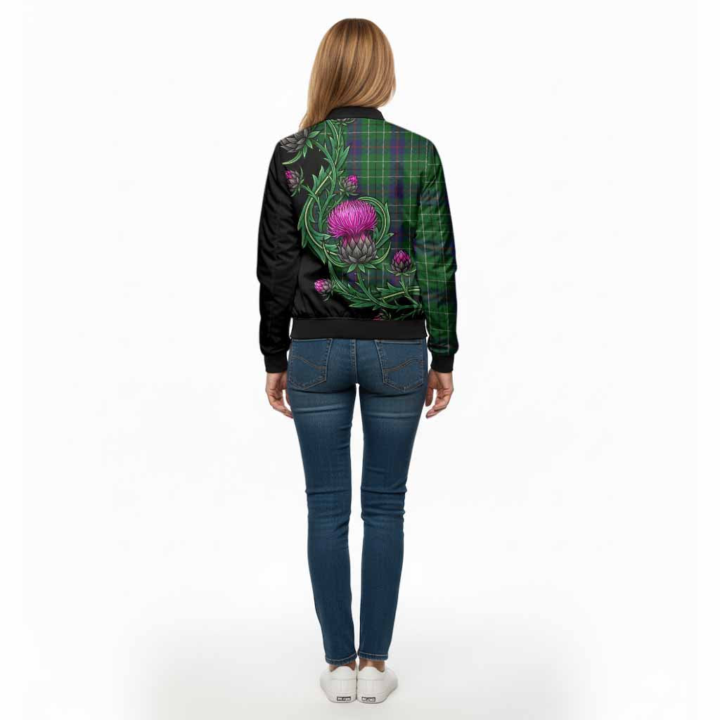 Duncan Tartan Bomber Jacket Resilient Scottish Thistle - Tartan Vibes Clothing