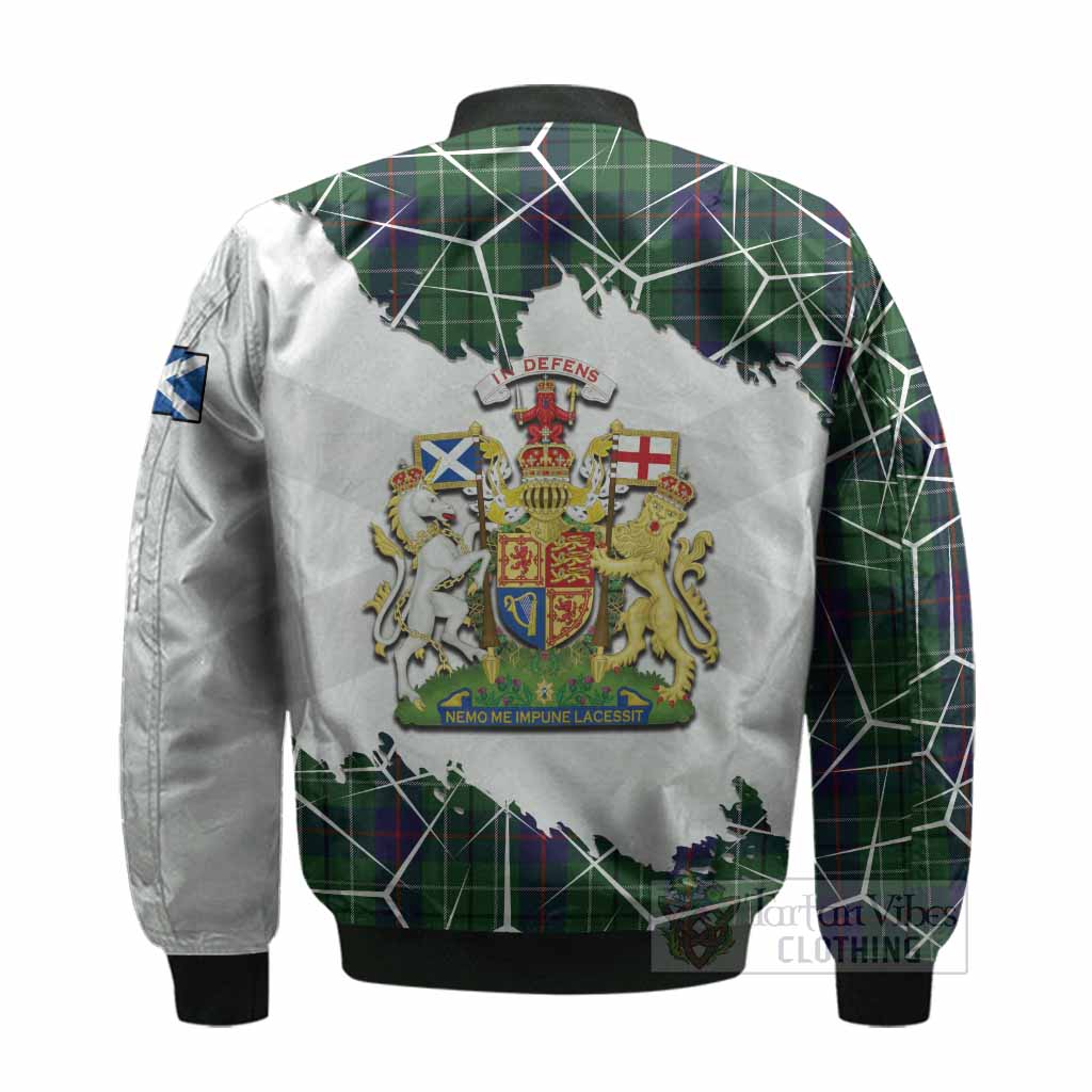 Duncan Tartan Bomber Jacket with Family Crest and Lion Rampant Grunge Style