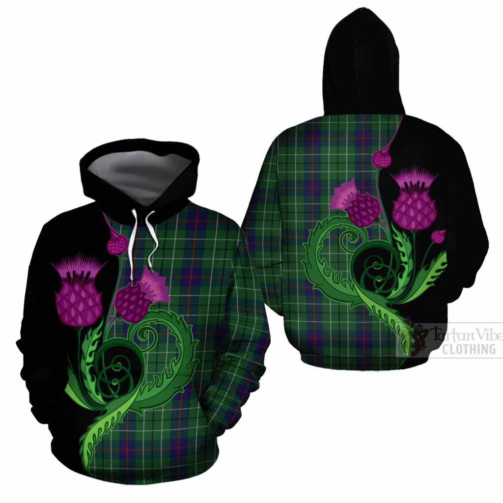 Duncan Tartan Cotton Hoodie Traditional Scottish Thistle