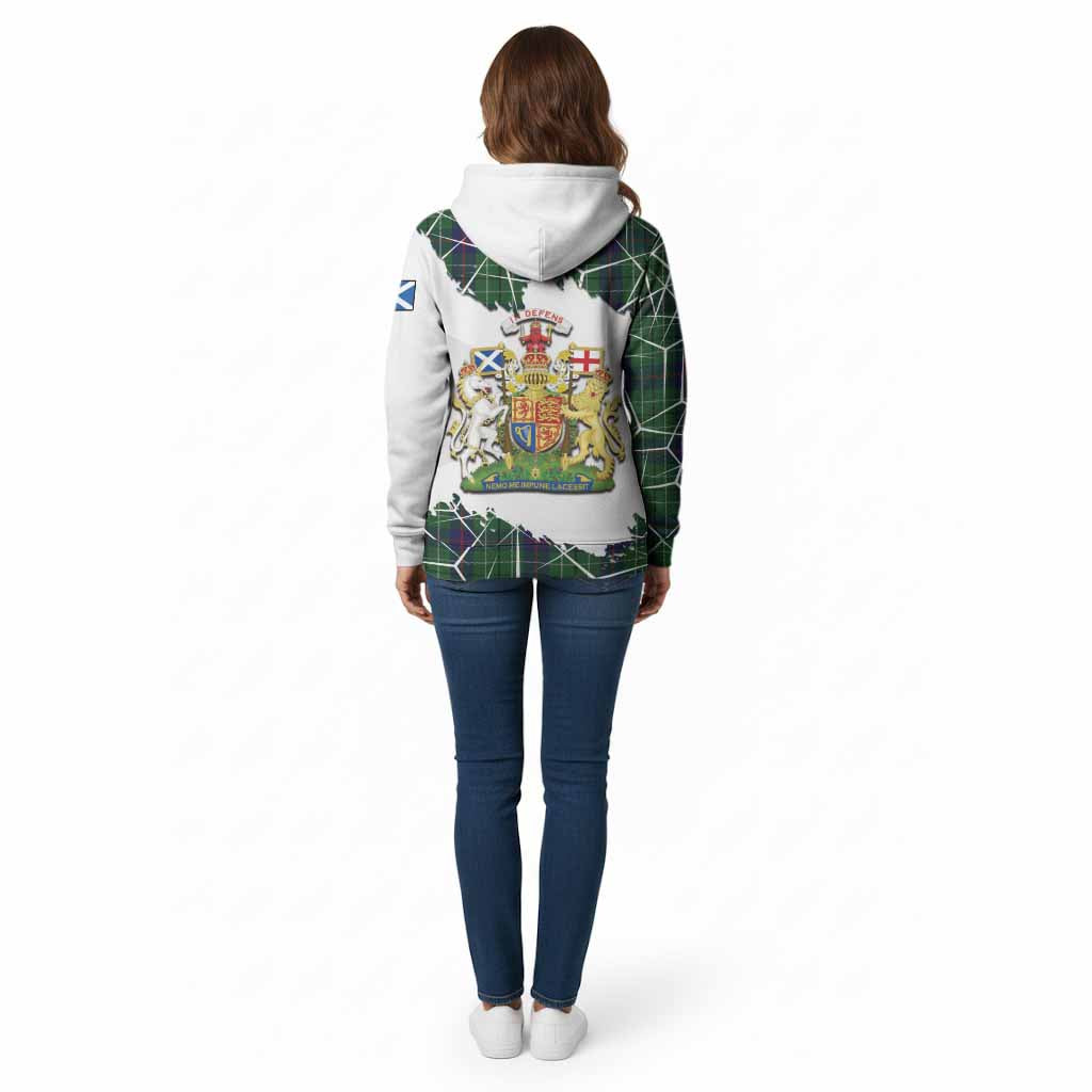 Duncan Tartan Cotton Hoodie with Family Crest and Lion Rampant Grunge Style