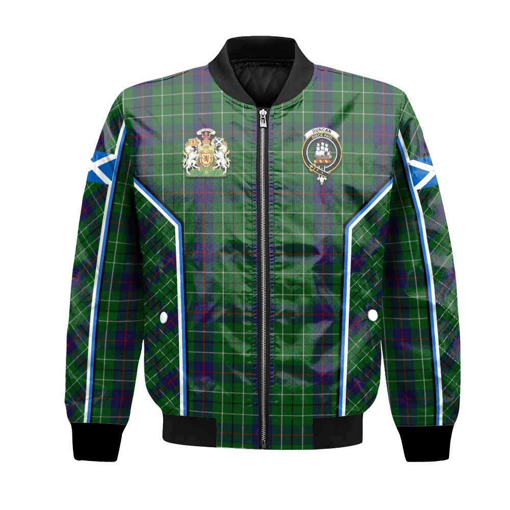 Duncan Tartan Crest Bomber Jacket Scotland Coat of Arm Flag Style - Tartan Vibes Clothing
