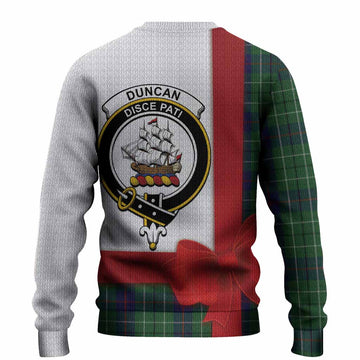 Duncan Tartan Crest Christmas Christmas Ugly Sweater Highland Cow Bagpipes Coquette Bow Style