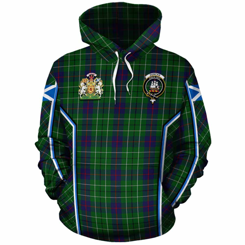 Duncan Tartan Crest Cotton Hoodie Scotland Coat of Arm Flag Style - Tartan Vibes Clothing