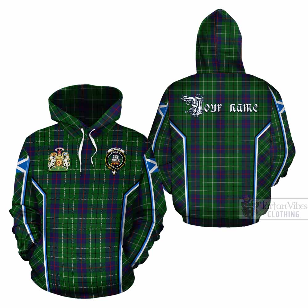 Duncan Tartan Crest Cotton Hoodie Scotland Coat of Arm Flag Style - Tartan Vibes Clothing