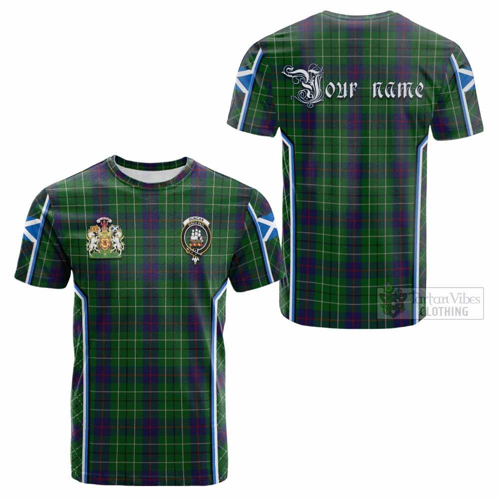 Duncan Tartan Crest Cotton T-shirt Scotland Coat of Arm Flag Style - Tartan Vibes Clothing