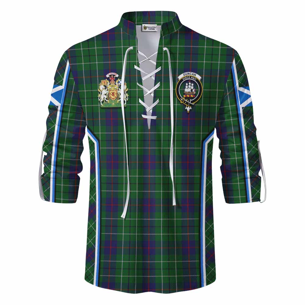 Duncan Tartan Crest Ghillie Kilt Shirt Scotland Coat of Arm Flag Style - Tartan Vibes Clothing