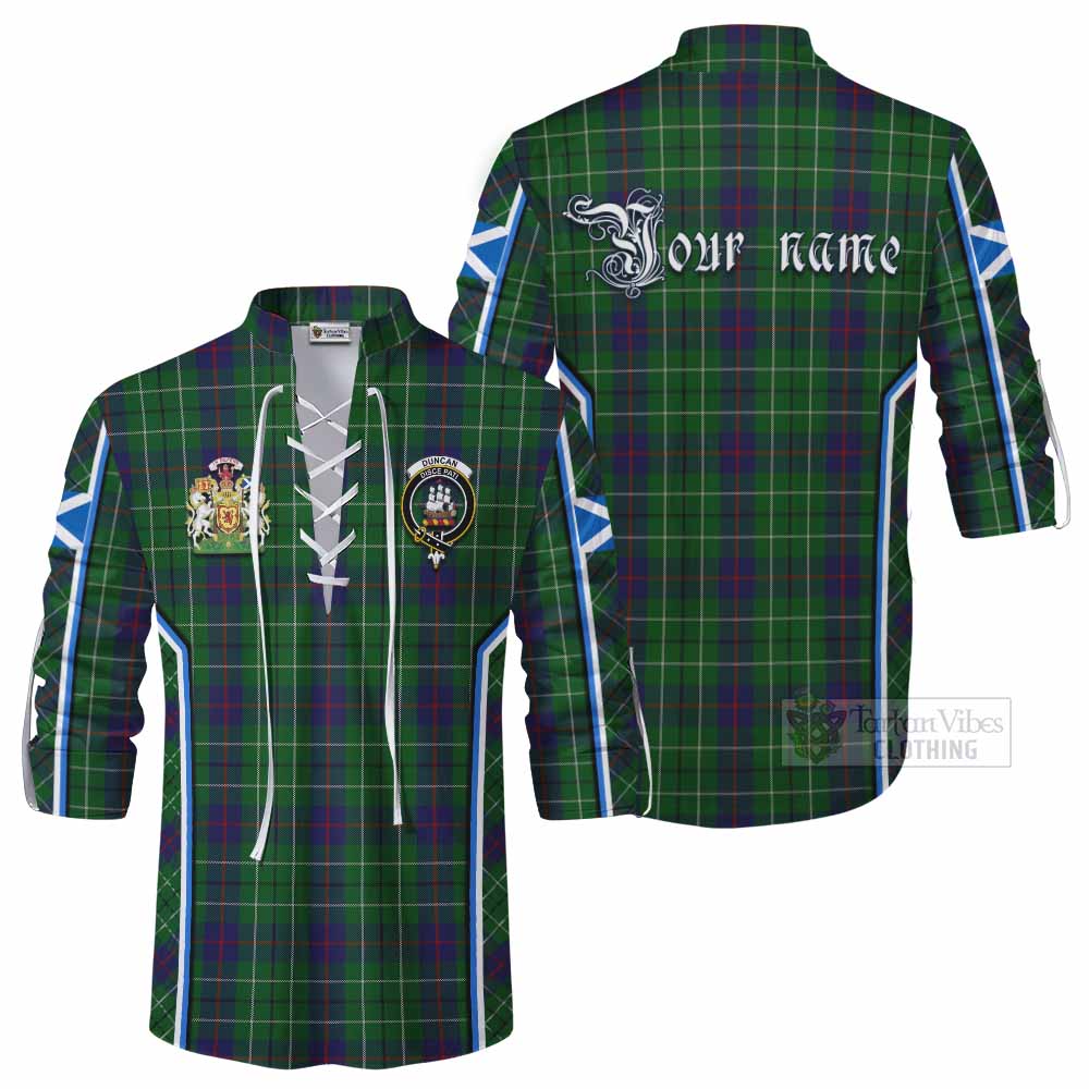 Duncan Tartan Crest Ghillie Kilt Shirt Scotland Coat of Arm Flag Style - Tartan Vibes Clothing