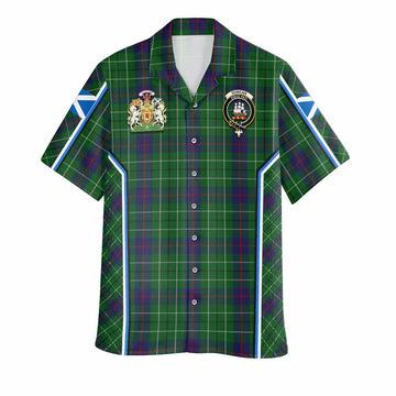 Duncan Tartan Crest Hawaiian Shirt Scotland Coat of Arm Flag Style