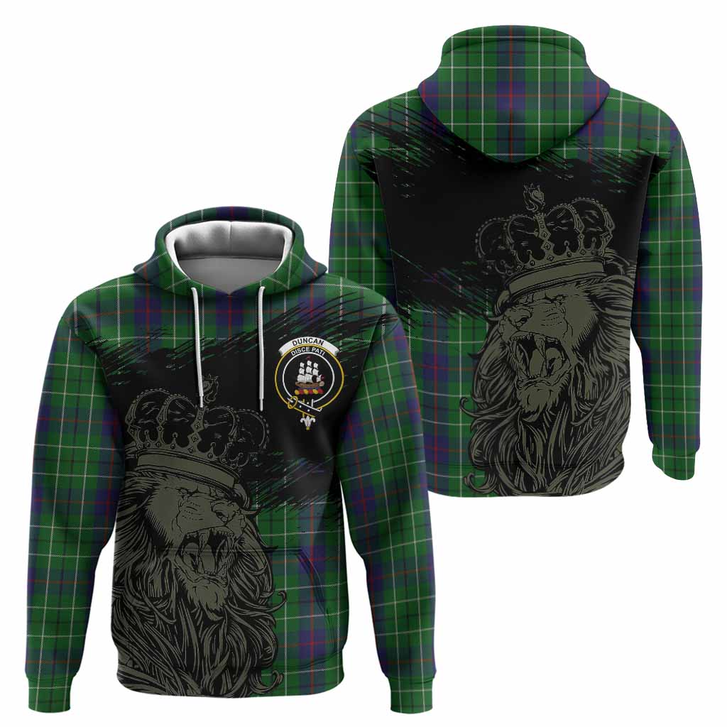 Duncan Tartan Crest Hoodie Crowned Lion Heritage Style