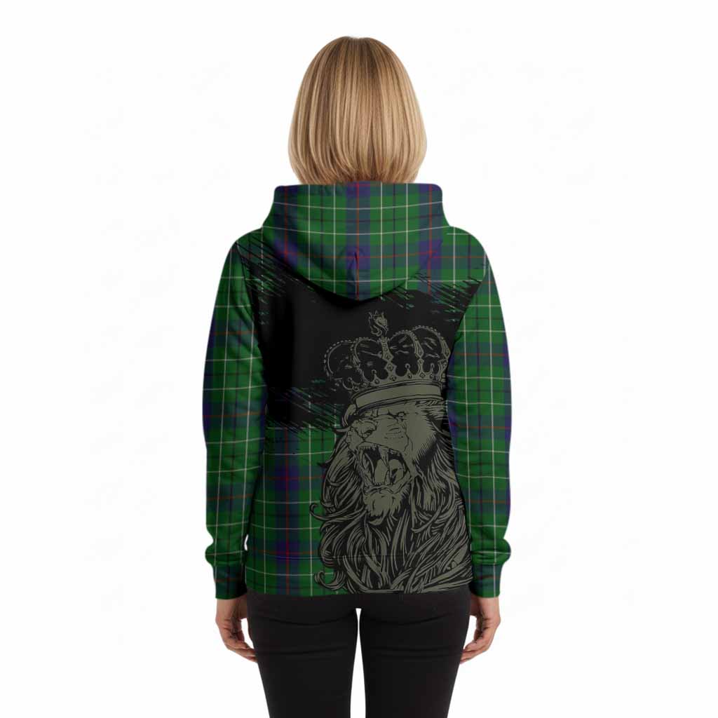 Duncan Tartan Crest Hoodie Crowned Lion Heritage Style