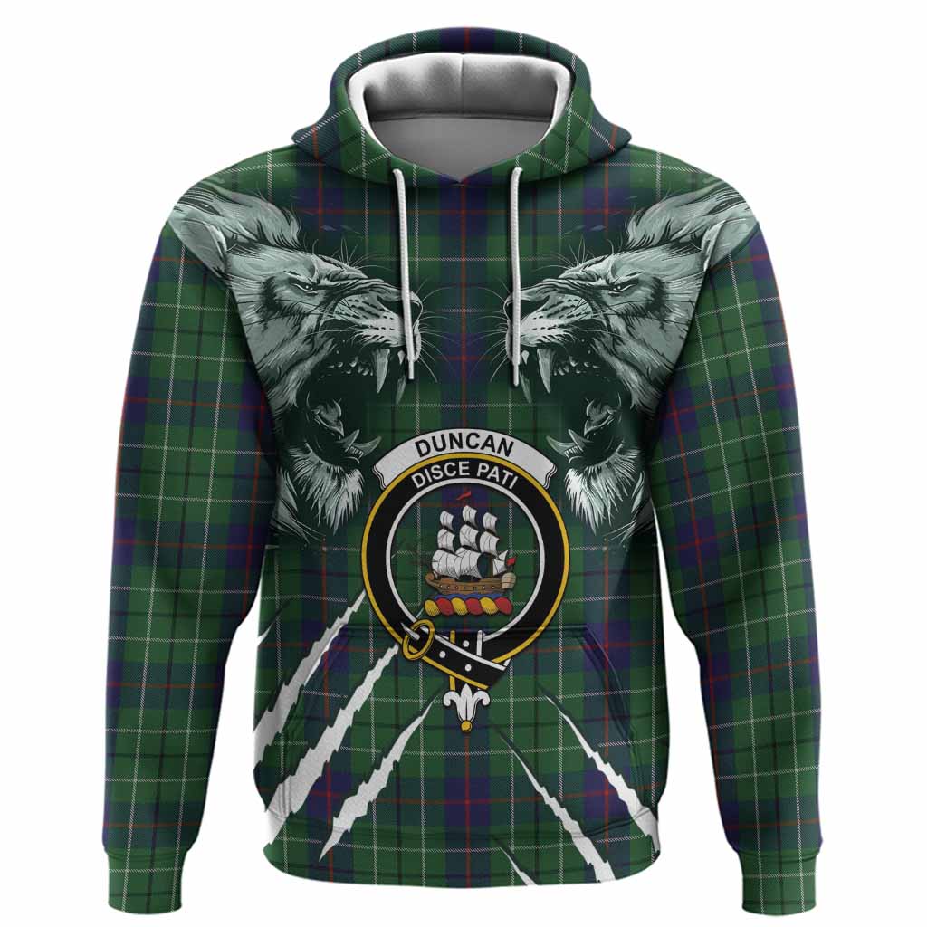 Duncan Tartan Crest Hoodie Ferocious Lion Style