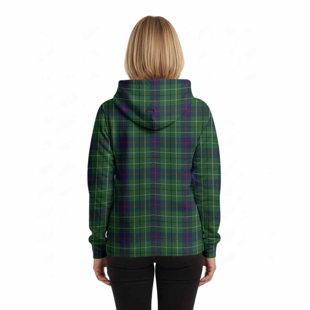 Duncan Tartan Crest Hoodie Ferocious Lion Style
