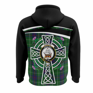 Duncan Tartan Crest Hoodie Scottish Thistle Celtic Cross Alba Gu Brath