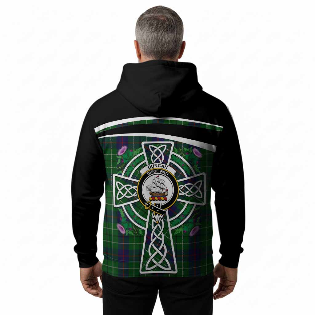 Duncan Tartan Crest Hoodie Scottish Thistle Celtic Cross Alba Gu Brath