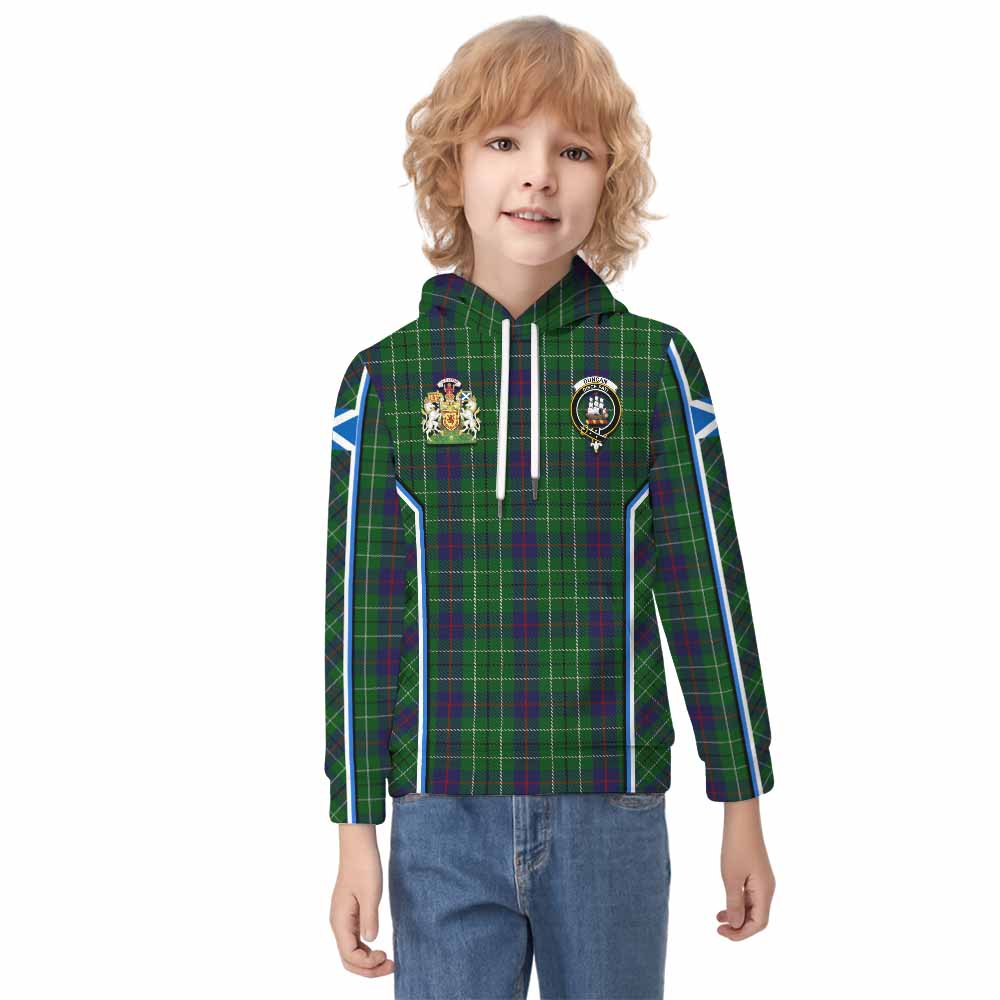Duncan Tartan Crest Kid Hoodie Scotland Coat of Arm Flag Style - Tartan Vibes Clothing