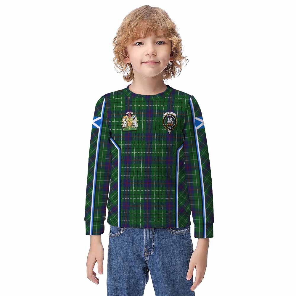 Duncan Tartan Crest Kid Knitted Sweatshirt Scotland Coat of Arm Flag Style - Tartan Vibes Clothing