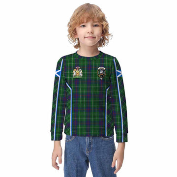 Duncan Tartan Crest Kid Knitted Sweatshirt Scotland Coat of Arm Flag Style