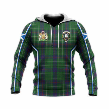 Duncan Tartan Crest Knitted Hoodie Scotland Coat of Arm Flag Style