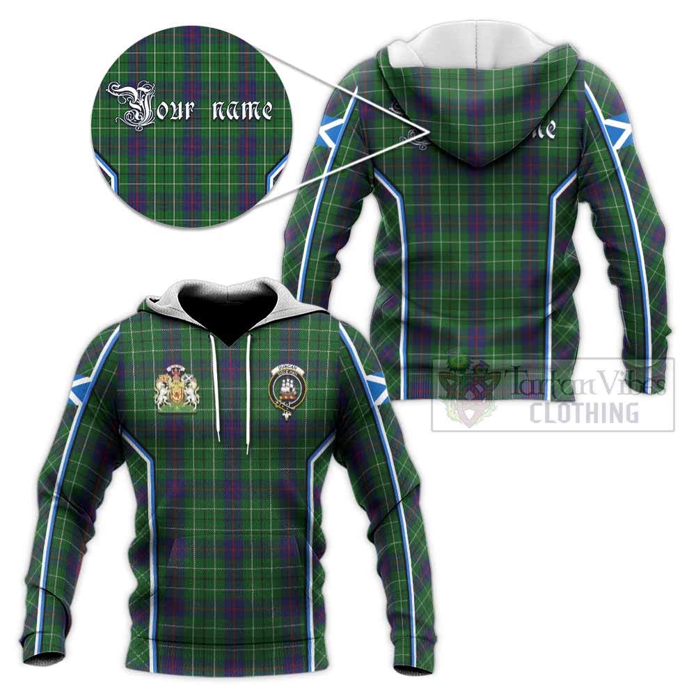 Duncan Tartan Crest Knitted Hoodie Scotland Coat of Arm Flag Style - Tartan Vibes Clothing