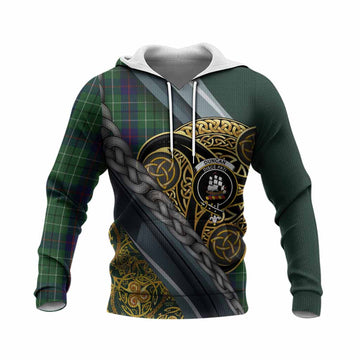 Duncan Tartan Crest Knitted Hoodie Scottish Triskele Celtic
