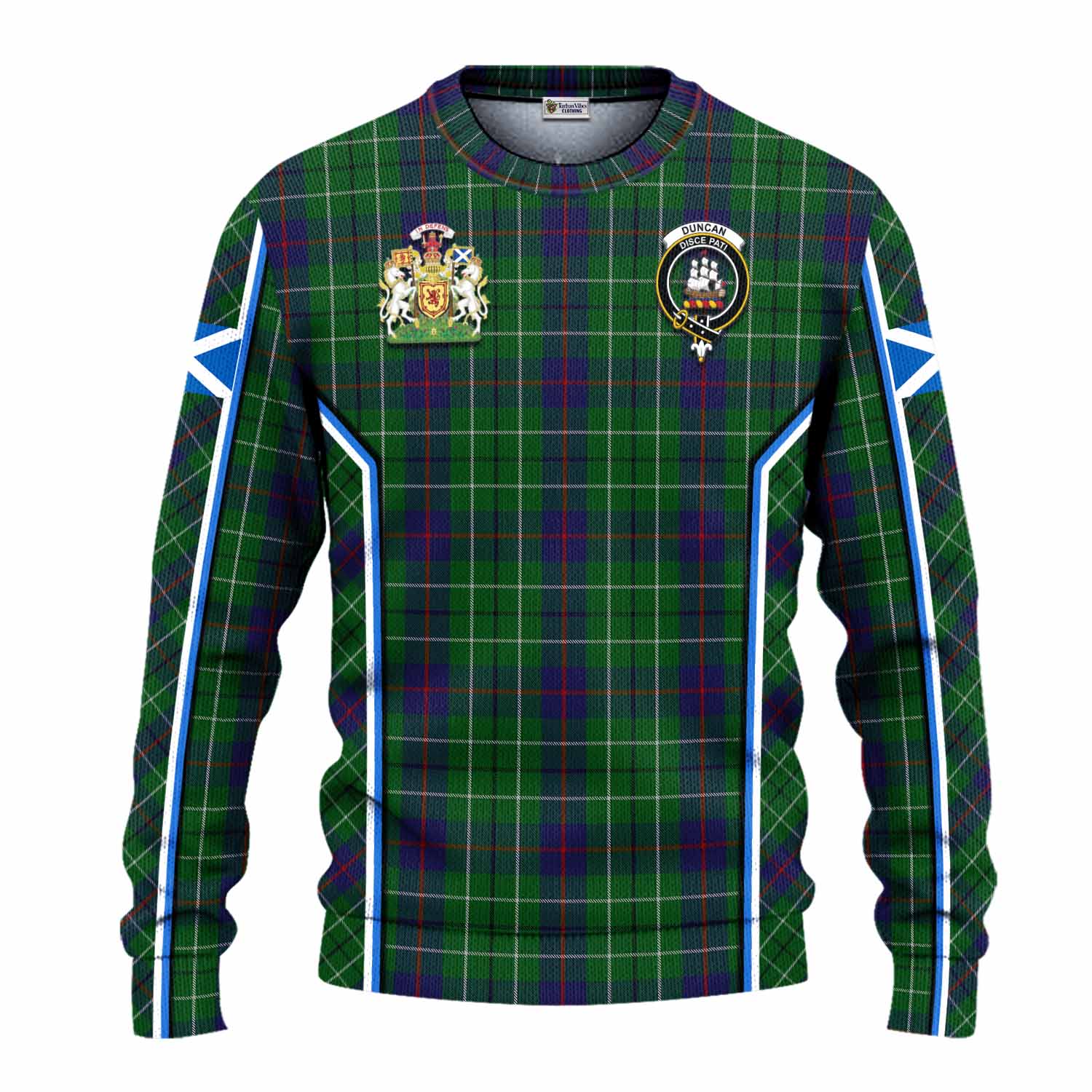 Duncan Tartan Crest Knitted Sweater Scotland Coat of Arm Flag Style - Tartan Vibes Clothing