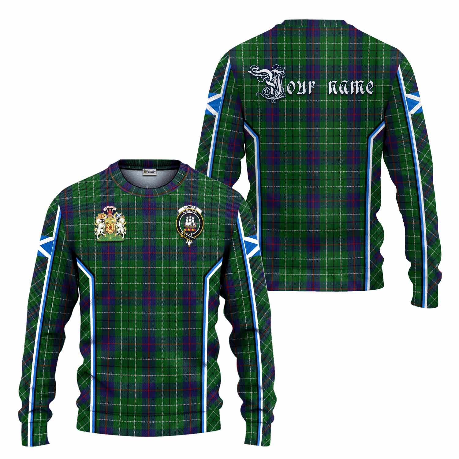 Duncan Tartan Crest Knitted Sweater Scotland Coat of Arm Flag Style - Tartan Vibes Clothing