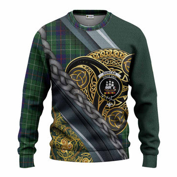 Duncan Tartan Crest Knitted Sweater Scottish Triskele Celtic