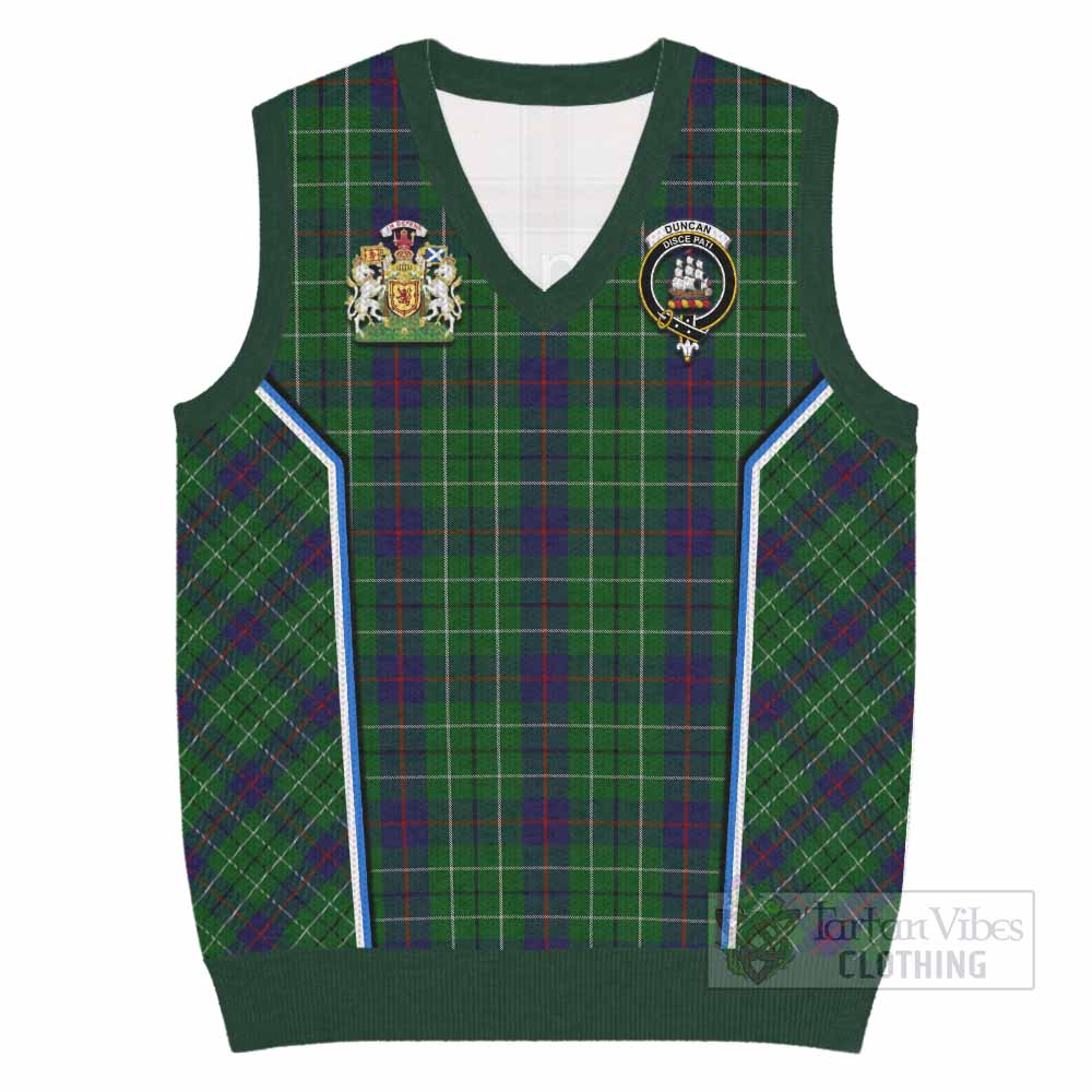 Duncan Tartan Crest Knitted V-Neck Vest Scotland Coat of Arm Flag Style - Tartan Vibes Clothing