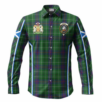 Duncan Tartan Crest Long Sleeve Button Shirts Scotland Coat of Arm Flag Style