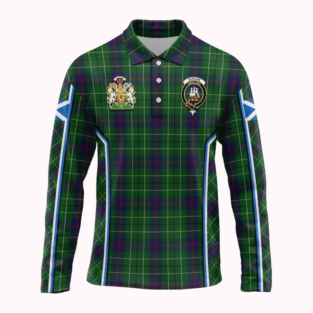Duncan Tartan Crest Long Sleeve Polo Shirt Scotland Coat of Arm Flag Style - Tartan Vibes Clothing