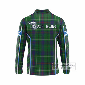 Duncan Tartan Crest Long Sleeve Polo Shirt Scotland Coat of Arm Flag Style