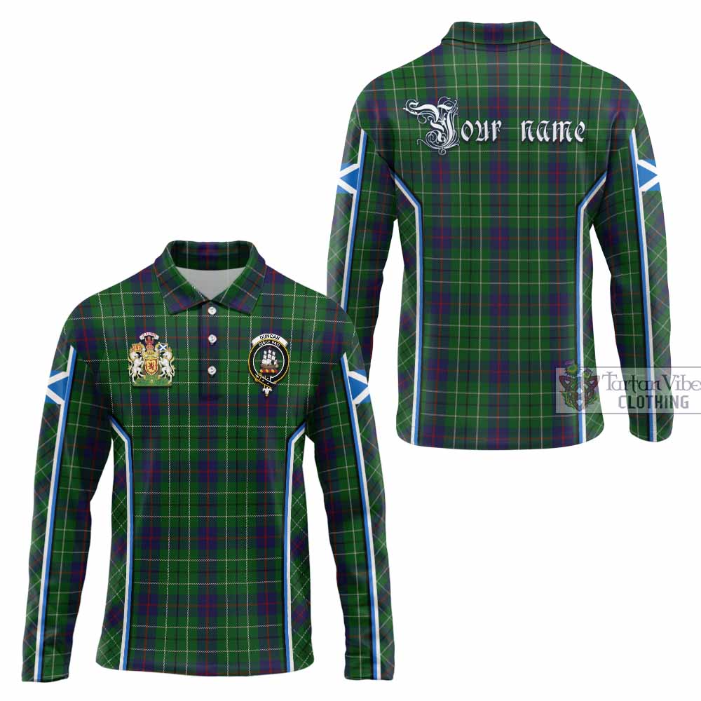 Duncan Tartan Crest Long Sleeve Polo Shirt Scotland Coat of Arm Flag Style - Tartan Vibes Clothing