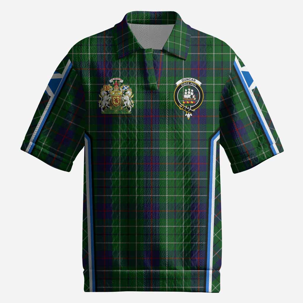 Duncan Tartan Crest Men’s Polo Sweater Top Scotland Coat of Arm Flag Style