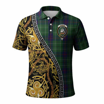 Duncan Tartan Crest Polo Shirt Celtic Knot and Triple Trickle Spiral Symbols