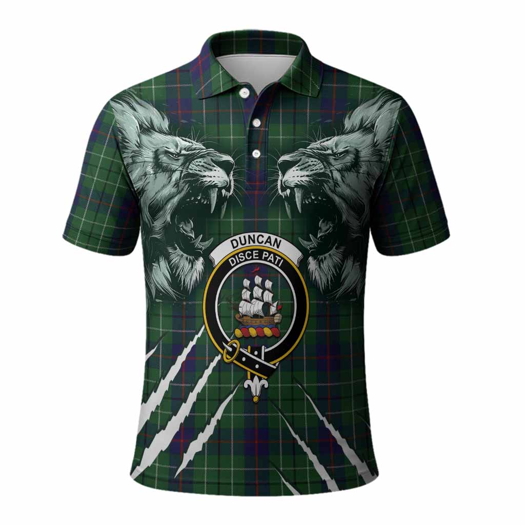 Duncan Tartan Crest Polo Shirt Ferocious Lion Style
