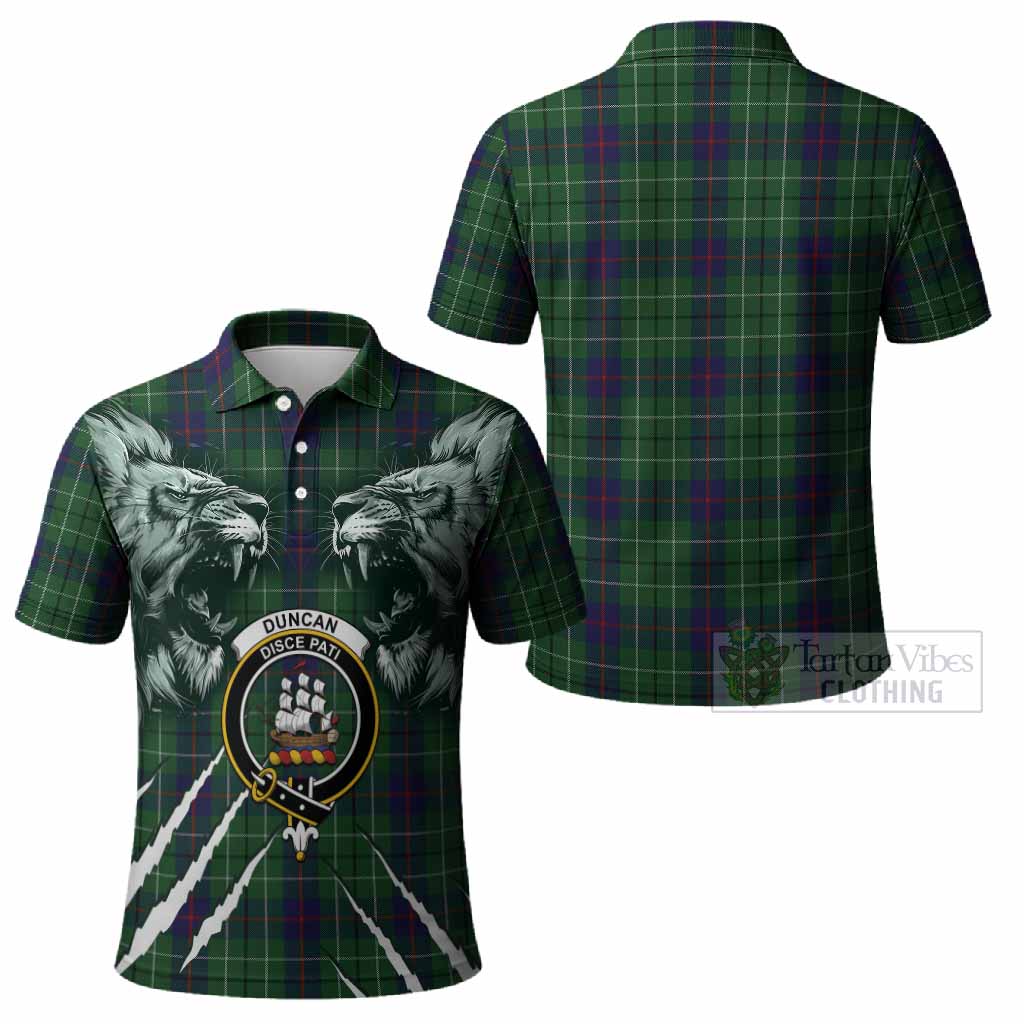 Duncan Tartan Crest Polo Shirt Ferocious Lion Style