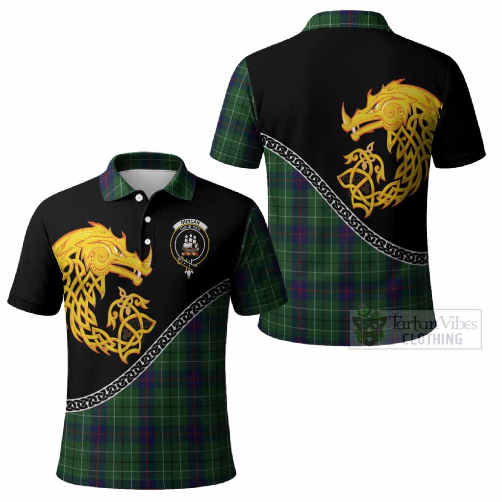 Duncan Tartan Crest Polo Shirt Legendary Dragon Knot Half Style