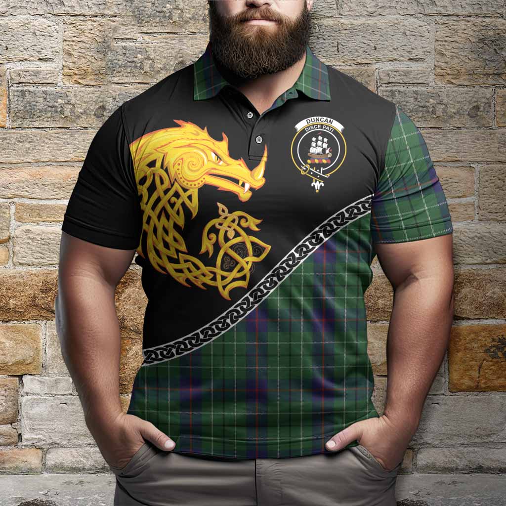 Duncan Tartan Crest Polo Shirt Legendary Dragon Knot Half Style