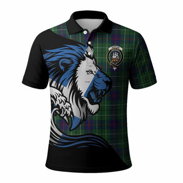 Duncan Tartan Crest Polo Shirt Scottish Golden Lions Wave Flow