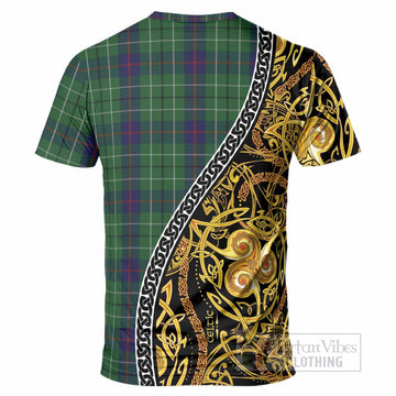Duncan Tartan Crest T-Shirt Celtic Knot and Triple Trickle Spiral Symbols