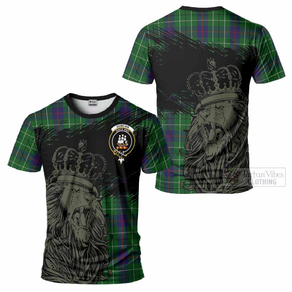 Duncan Tartan Crest T-Shirt Crowned Lion Heritage Style