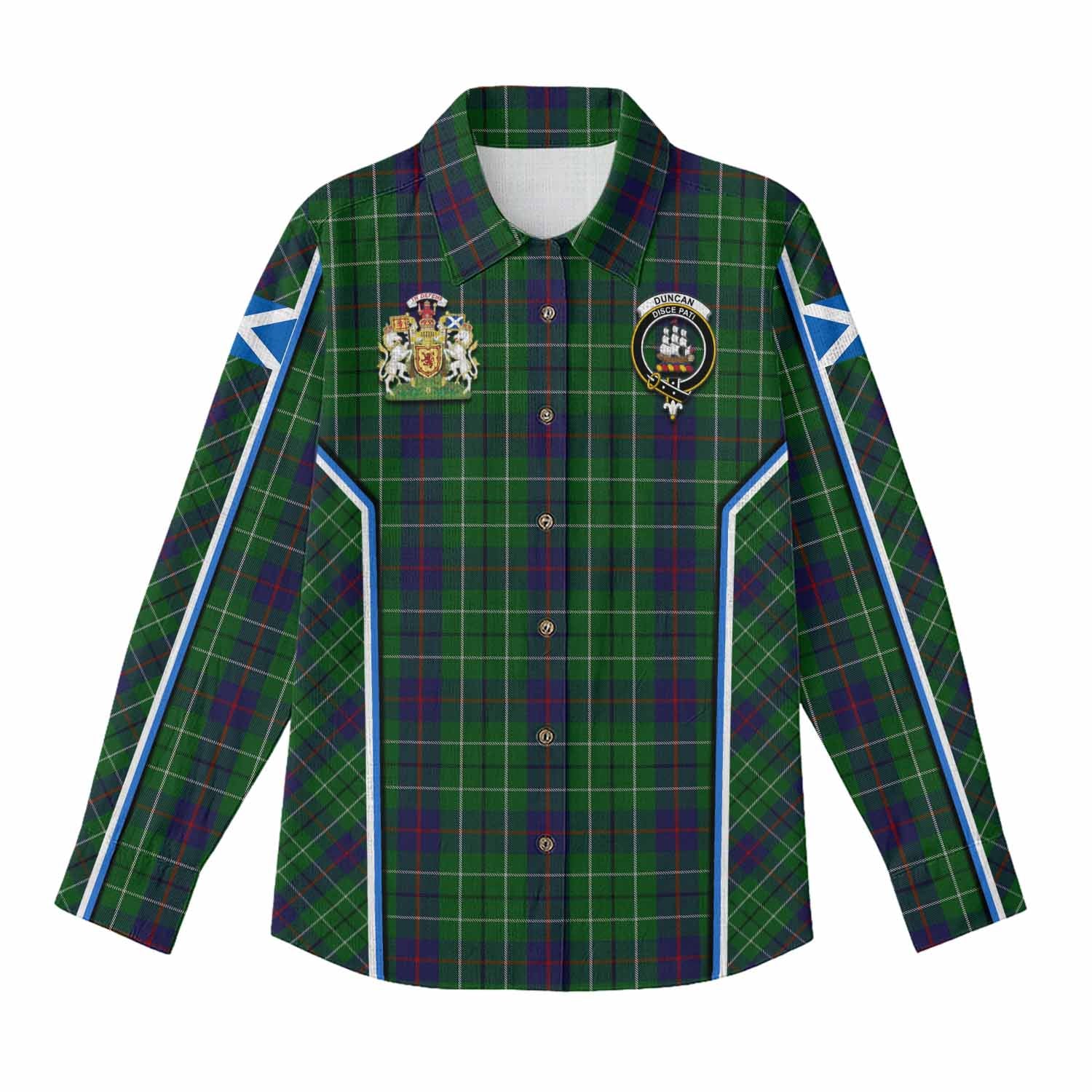 Duncan Tartan Crest Women Casual Shirt Scotland Coat of Arm Flag Style - Tartan Vibes Clothing