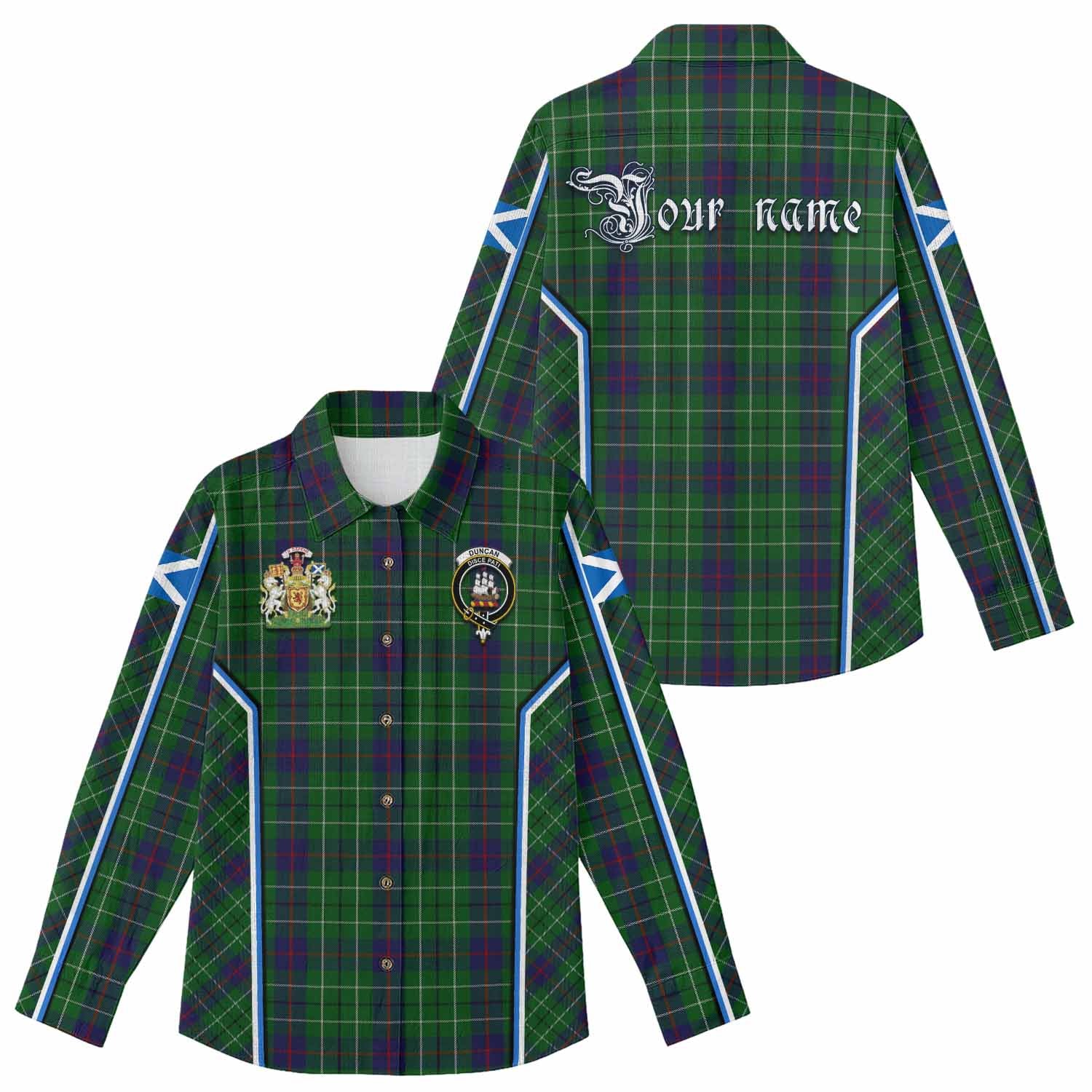 Duncan Tartan Crest Women Casual Shirt Scotland Coat of Arm Flag Style - Tartan Vibes Clothing