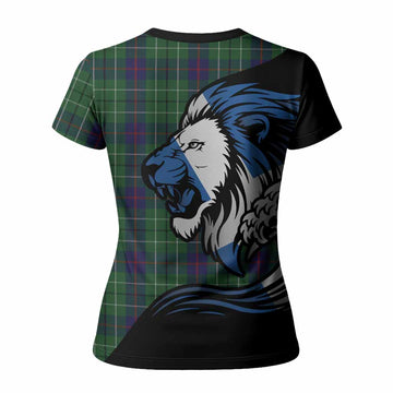Duncan Tartan Crest Women T shirt Scottish Golden Lions Wave Flow
